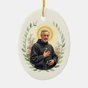 Décoration En Céramique Portrait de saint Pérégrin à l'aquarelle