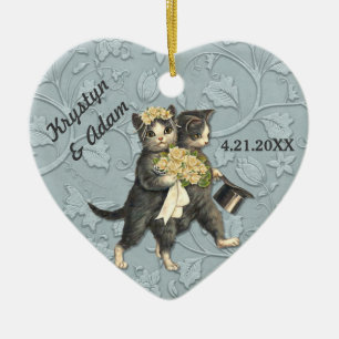 Décoration En Céramique Posh Cats Mariage bleu
