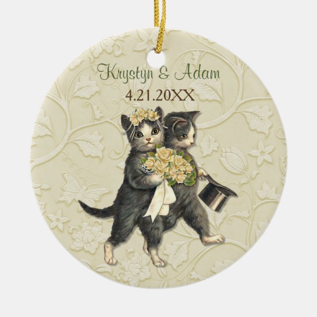 Décoration En Céramique Posh Chats Mariage Ivory (Devant)