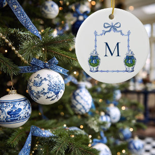 Décoration En Céramique Pot à gingembre en chinoiserie avec blason monogra