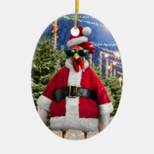 Décoration En Céramique Poule de Noël