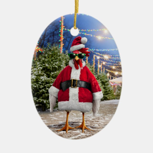 Décoration En Céramique Poule de Noël (Devant)
