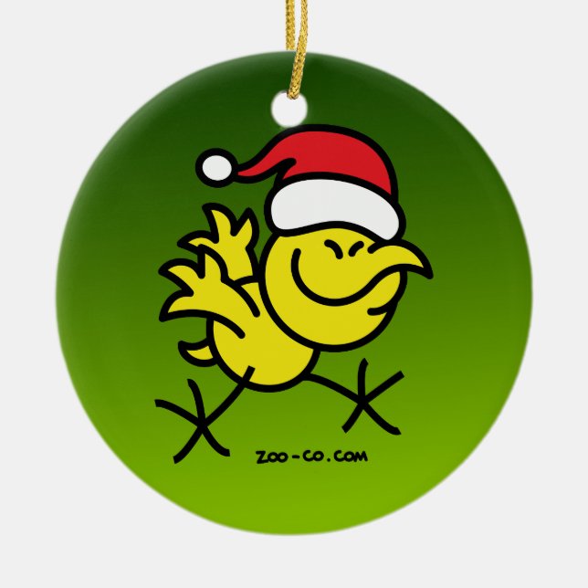 Décoration En Céramique Poulet de Joyeux Noël (Devant)