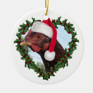 Décoration En Céramique Poulet de Noël * Rhode Island Red