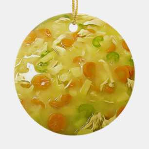 Décoration En Céramique Poulet Noodle Soupe Gag Cadeau Alimentation Noël