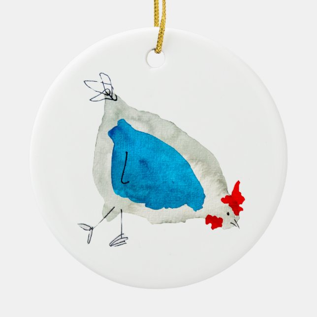 Décoration En Céramique Poulets mignons aquarelle (Devant)