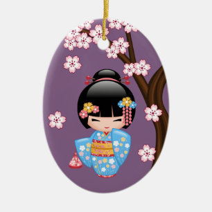 Décoration En Céramique Poupée Maiko Kokeshi - mignonne Geisha Girl sur v