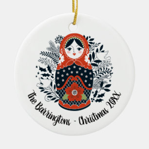 Décoration En Céramique Poupée russe de Noël personnalisée Matryoshka