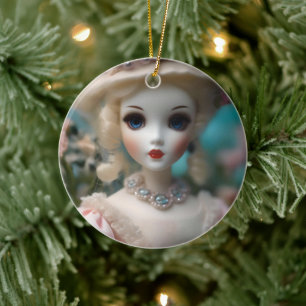 Décoration En Céramique Poupée Vintage bleue,