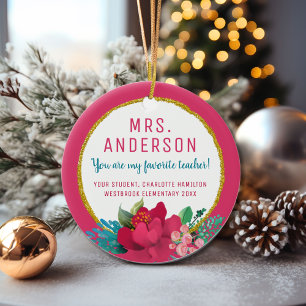 Décoration En Céramique Pour elle Mon Enseignant Préféré Noël rose
