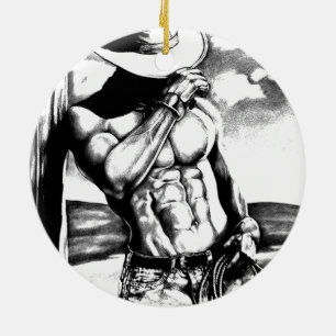 Décoration En Céramique Pour lui Hommes Art Cowboy Bodybuilder Noël