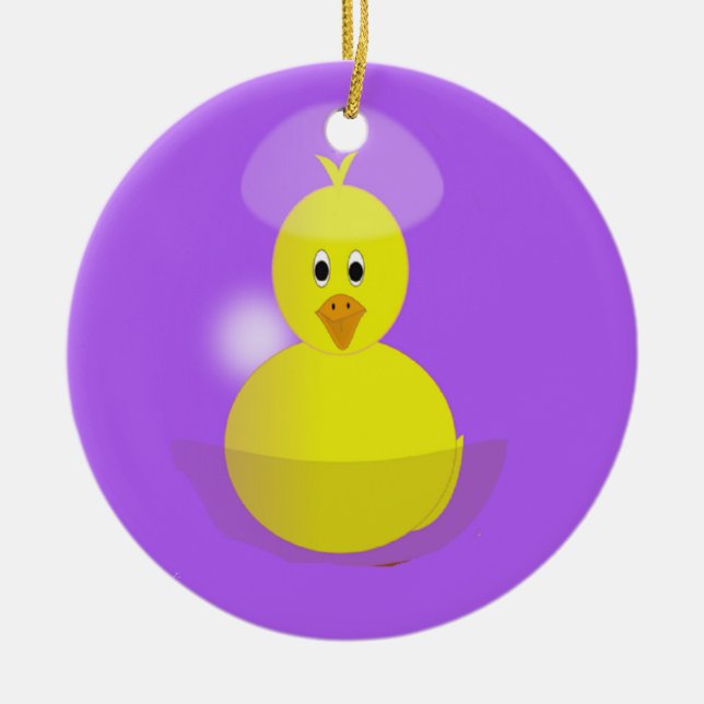 Décoration En Céramique Poussette jaune sur violet (Devant)
