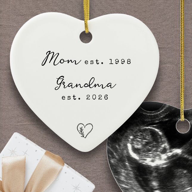 Décoration En Céramique Pregnancy Announcement Custom Grandma Aunt Gift (Pregnancy Announcement Ornament New Grandma Gift Custom Baby Reveal Aunt to Be Personalized Sonogram)