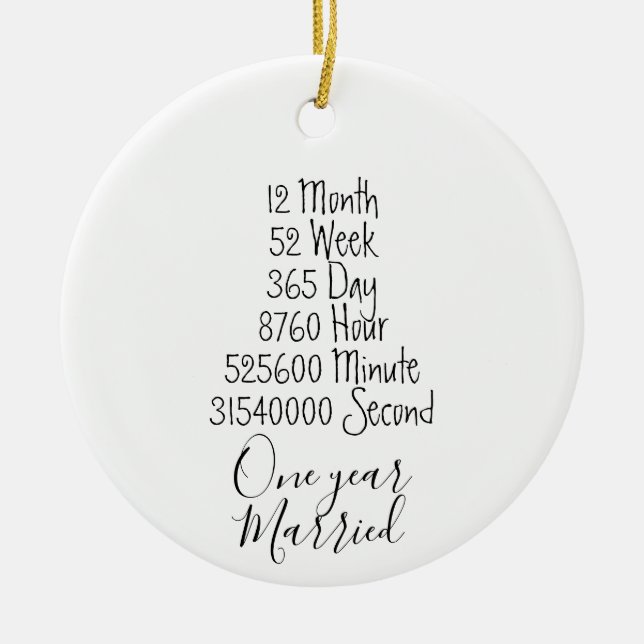 Décoration En Céramique Premier anniversaire 1ère année marié amoureux mar (Devant)