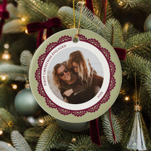 Décoration En Céramique Premier Cadeau de Noël de Fiançailles à Cadre en D