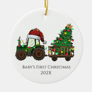 Décoration En Céramique Premier Camion de Noël pour bébé à deux côtés w. P