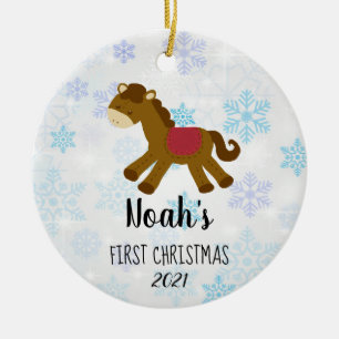 Décoration En Céramique Premier Cheval de Jouet de Noël de bébé personn