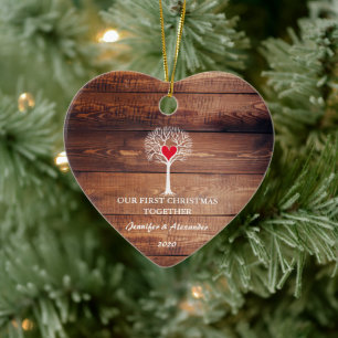 Décoration En Céramique Premier de Noël bois rustique d'arbre d'amour