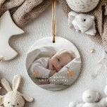 Décoration En Céramique Premier Noël 1 photo bébé détails cerf Céramique<br><div class="desc">Premier Noël 1 photo bébé détails cerf élégant design moderne. Une partie d'une collection étonnante. Avec espace pour le nom,  l'année de naissance,  la date de naissance,  le poids en lb et oz et la longueur en pouces. Belle délicate conception de cerfs dessinés à la main.</div>