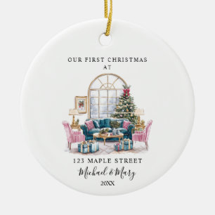 Décoration En Céramique Premier Noël à New Home avec adresse et nom