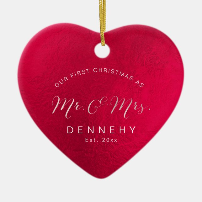Décoration En Céramique Premier Noël au cœur céramique, Rouge iridescent (Devant)