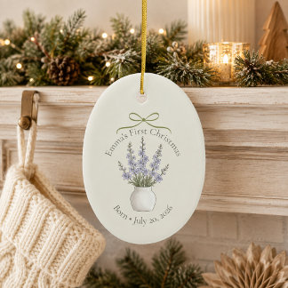 Décoration En Céramique Premier Noël avec la fleur de naissance de juillet
