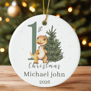 Décoration En Céramique Premier Noël Baby Custom Nom et année Dinosaur