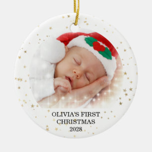 Décoration En Céramique Premier Noël Baby Girl Photo Ornament en céramiq