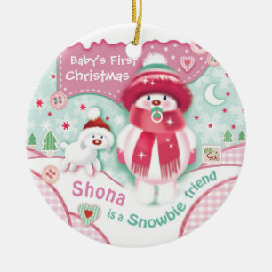 Décoration En Céramique Premier Noël, bébé, Snowbie mignon