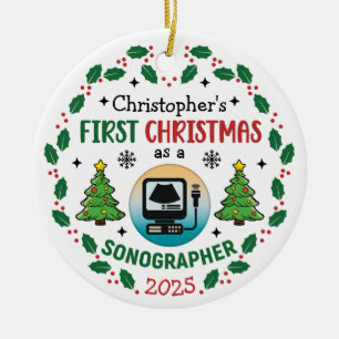 Décoration En Céramique Premier Noël Comme Sonographe Nom Personnalisé