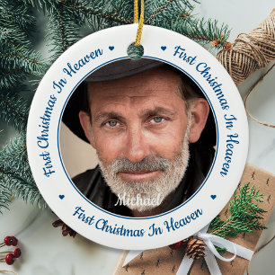 Décoration En Céramique Premier Noël dans le ciel Custom 2 Photo Memorial