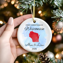 Premier Noël dans l'Ornement de l'État du Wisconsi
