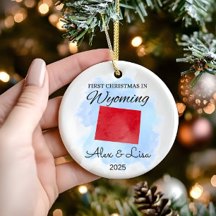 Décoration En Céramique Premier Noël dans l'Ornement de l'État du Wyoming