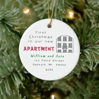 Décoration En Céramique "Premier Noël dans notre nouvel appartement" Ornem