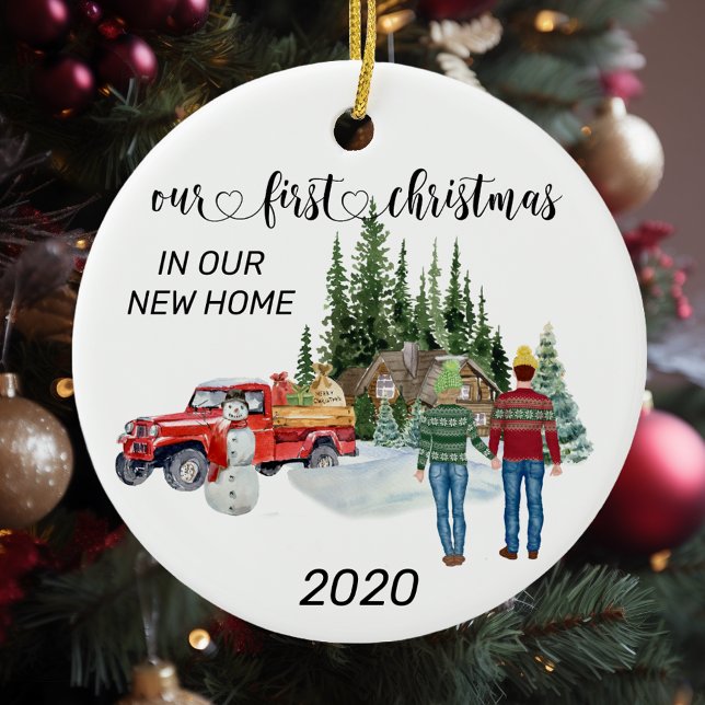 Décoration En Céramique Premier Noël dans notre nouvelle maison aquarelle  (Créateur téléchargé)