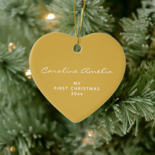 Décoration En Céramique Premier Noël de bébé 2026 Jaune Personnalisé