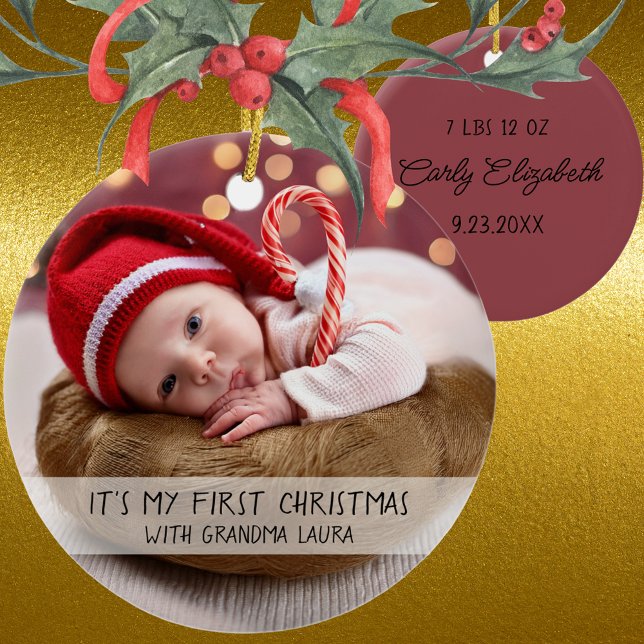 Décoration En Céramique Premier Noël de bébé avec grand-mère (Créateur téléchargé)