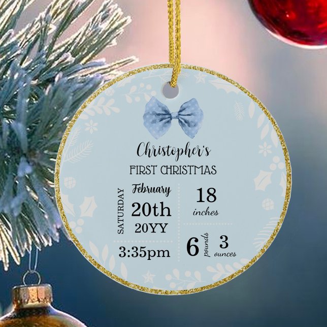 Décoration En Céramique Premier Noël de bébé avec photo (Baby's First Christmas with Photo Ceramic Ornament)