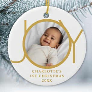 Décoration En Céramique Premier Noël de Bébé Fille Photo Joie Or en frança