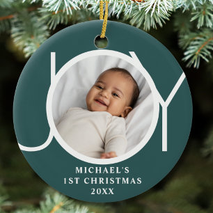Décoration En Céramique Premier Noël de bébé garçon personnalisé Photo Joi