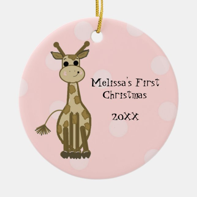 Décoration En Céramique Premier Noël de bébé girafe (Devant)