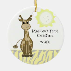 Décoration En Céramique Premier Noël de bébé girafe