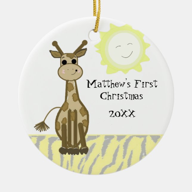 Décoration En Céramique Premier Noël de bébé girafe (Devant)