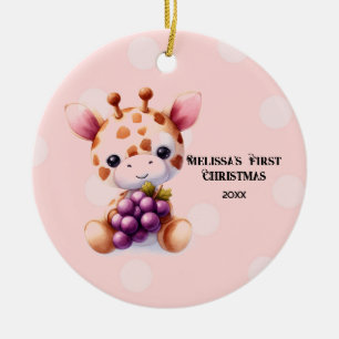 Décoration En Céramique Premier Noël de bébé girafe adorable