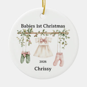 Décoration En Céramique Premier Noël de bébé personnalisable pour fille