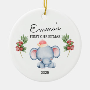 Décoration En Céramique Premier Noël de bébé personnalisé, Cadeau éléphant