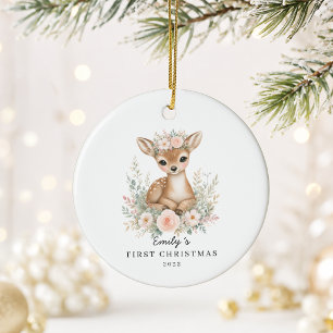 Décoration En Céramique Premier Noël de bébé personnalisé Faon