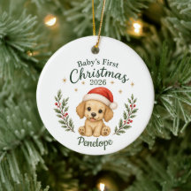 Premier Noël de bébé personnalisé "Puppy"