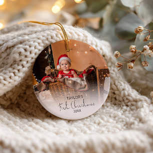 Décoration En Céramique Premier Noël de bébé Photo personnalisée