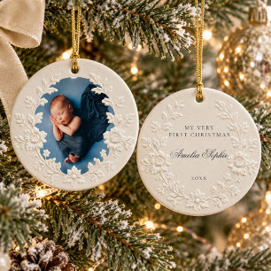 Décoration En Céramique Premier Noël de bébé Photo sur relief à motif de g